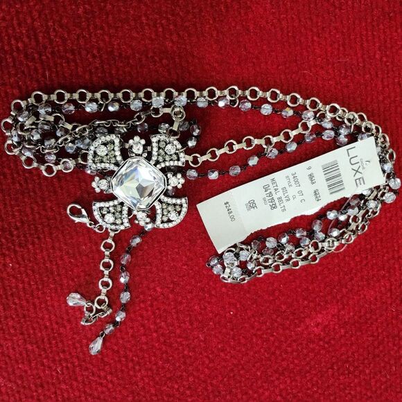 Luxe Crystal Pendant Necklace With Rhinestone Chain & Adjustable Length - Picture 7 of 15